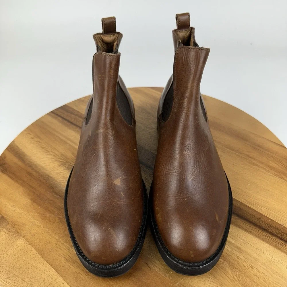 Mens Mark Nason Brown Leather Pull On Casual Chelsea Ankle Boots Size 8 D GUC
